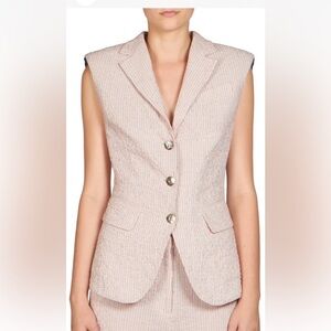 SONIA RYKIEL Women's Pink Seersucker Sleeveless Jacket/Vest SZ 44 (P)